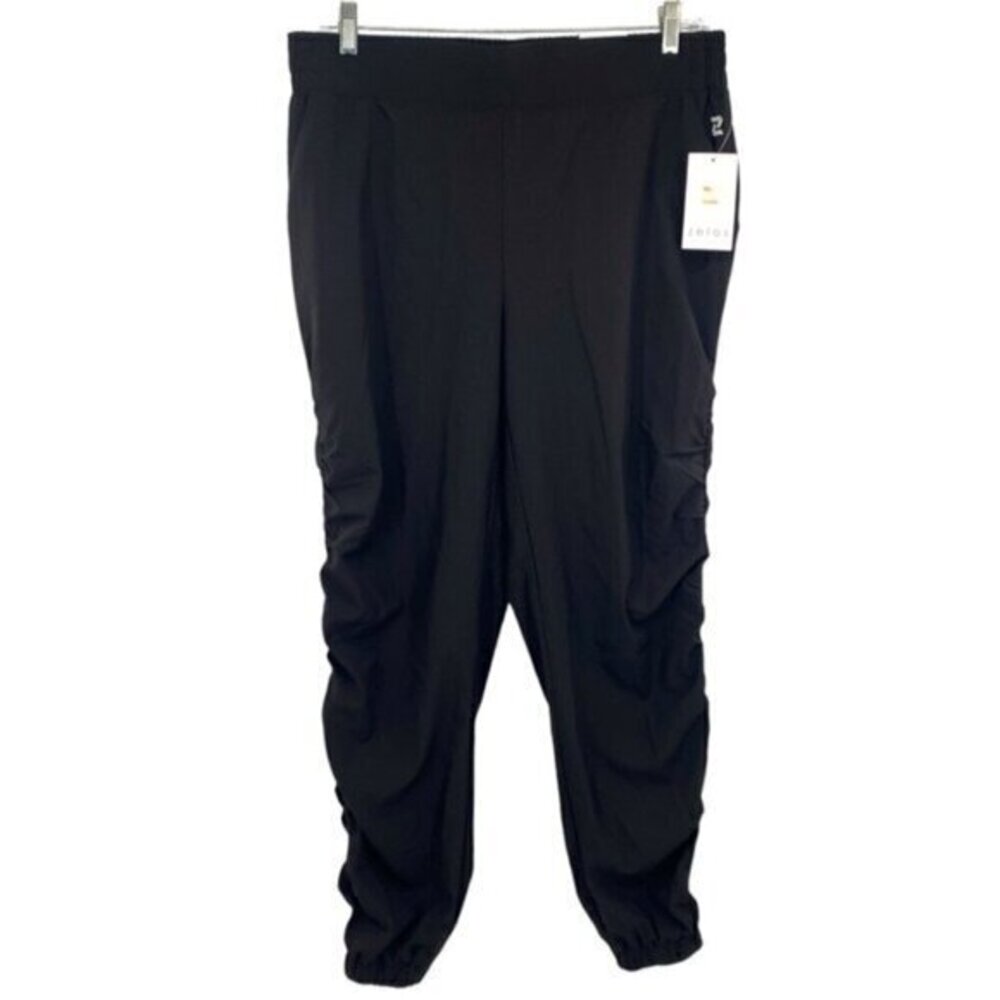 Zelos Women’s Black Ruched Athletic Track Pants Joggers